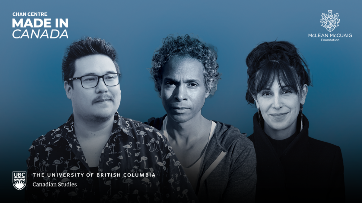 The headshots of Jordan Abel, David Chariandy and Stephanie Sinclair
